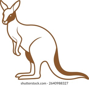 Kangaroo Silhouette Line Art Vector Illustration On White Background