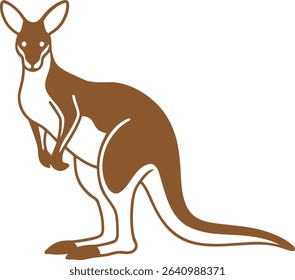 Kangaroo Silhouette Line Art Vector Illustration On White Background