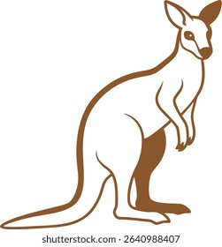 Kangaroo Silhouette Line Art Vector Illustration On White Background