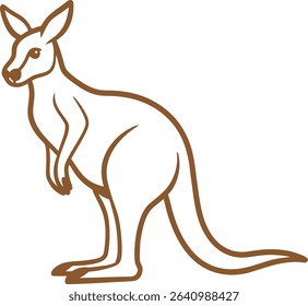 Kangaroo Silhouette Line Art Vector Illustration On White Background