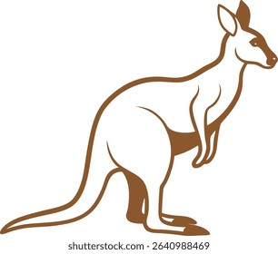 Kangaroo Silhouette Line Art Vector Illustration On White Background