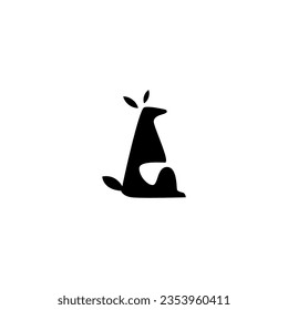 Kangaroo silhouette logo design with sitting position