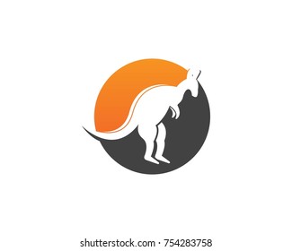kangaroo silhouette logo design template
