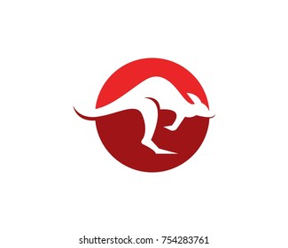 kangaroo silhouette logo design template