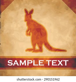 Kangaroo silhouette on parchment with dark brown and gold ribbon