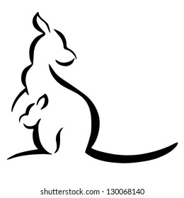 Kangaroo silhouette on a white background. Abstract design logo. Logotype art - vector illustration