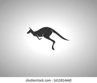 Kangaroo Silhouette on White Background. Isolated Vector Animal Template for Logo Company, Icon, Symbol etc