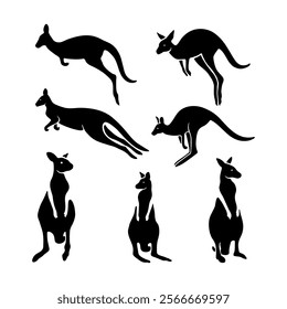 Kangaroo Silhouette on White Background logo icon