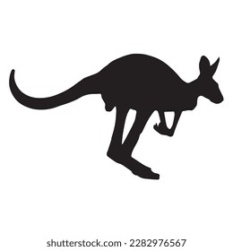 A kangaroo silhouette refers to an image of a kangaroo represented in a simplified, black and white form, showing only the outline or shape of the animal against a plain background. 