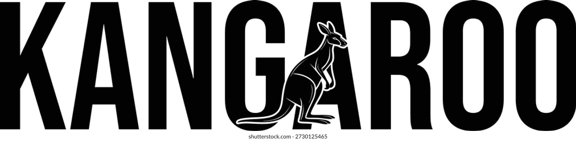 Kangaroo Silhouette Typografie Design - Fette Beschriftung mit Australian Wildlife Illustration, perfekt für Reise-Branding und Naturkonzepte