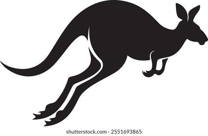 Icono de Arte vectorial de silueta de canguro aislar el fondo blanco, forma de Vector de canguro minimalista