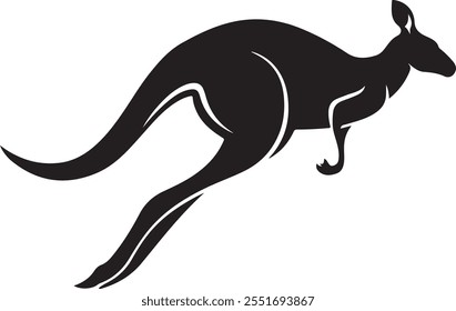 Icono de Arte vectorial de silueta de canguro aislar el fondo blanco, forma de Vector de canguro minimalista