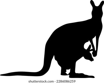 kangaroo silhouette, vector background, illustration file