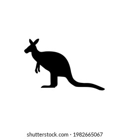 Silhouette canguro - Ilustración de diseño plano vectorial: Adecuado para el tema animal y otros activos relacionados con el gráfico.