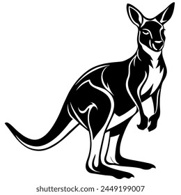 Vector Kangaroo Silhouette. Ilustración vectorial de iconos de canguro aislado sobre fondo blanco. 