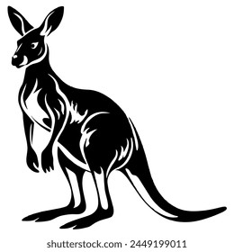 Vector Kangaroo Silhouette. Ilustración vectorial de iconos de canguro aislado sobre fondo blanco. 