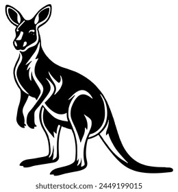 Kangaroo Silhouette vector. Kangaroo Icon Vector Illustration isolated on white background. 