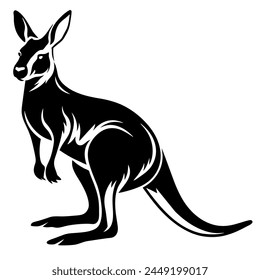 Vector Kangaroo Silhouette. Ilustración vectorial de iconos de canguro aislado sobre fondo blanco. 