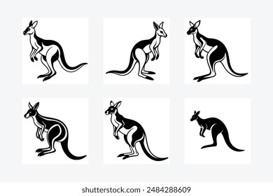 kangaroo Silhouette vector illustration black and white