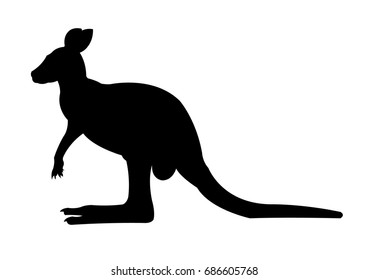 Kangaroo silhouette vector illustration isolated