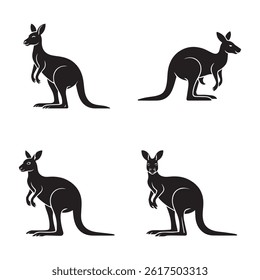Kangaroo Silhouette Vector Set for Design and Illustration