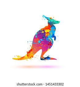 Kangaroo silhouette vector symbol of splash paint