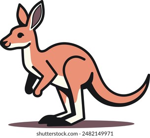 Kangaroo simple cartoon illustrations vector