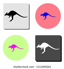 kangaroo. simple flat vector icon illustration on four different color backgrounds