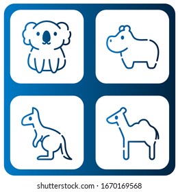 kangaroo simple icons set. Contains such icons as Koala, Hippopotamus, Kangaroo, Camel, can be used for web, mobile and logo