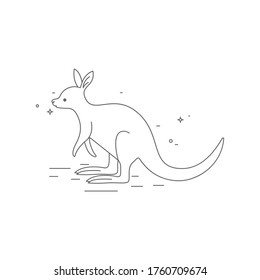 Kangaroo simple illustration of a cute animal. Logo, sign, symbol, path for laser engraving.