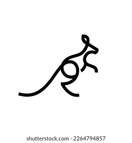 diseño vectorial del logotipo del icono de línea simple canguro, diseño del pictograma del logotipo abstracto moderno de wallaby 