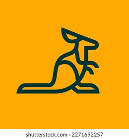 kangaroo simple line icon logo vector design, modern abstract logo pictogram design of wallaby