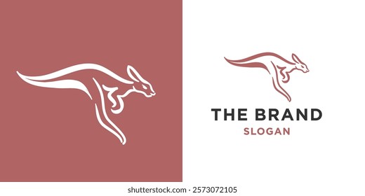 kangaroo simple line icon logo vector design, modern abstract logo pictogram design of wallaby