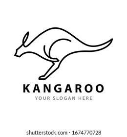 Kangaroo simple line logo business design template. vector illustration.