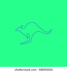 Kangaroo Simple Outline Vector Icon On Green Background 