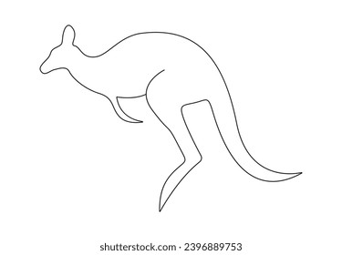 Kangaroo single continuous line drawing. Isolated on white background vector illustration. Pro vector.