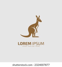 Kangaroo sitting logo icon vector illustration design template