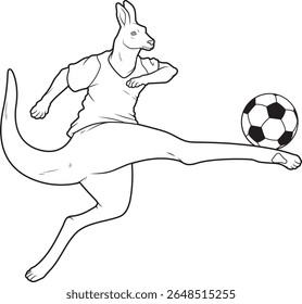 Kangaroo Jogador de futebol Futebol Animal Vetor Ilustração de Arte Gráfica