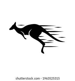 kangaroo speed jumping silhouette logo design vector