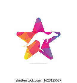 Kangaroo star shape concept vector logo design. Creative kangaroo nature logo design concept.