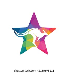 Kangaroo star shape logo design concept. Creative kangaroo vector logo design concept.