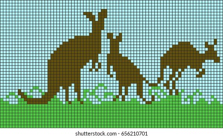 Kangaroo symbol of Australia the template in the box