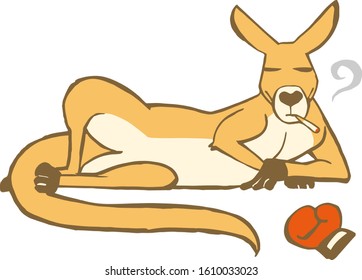 Kangaroo taking a break. Vector illustration on white background.