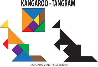 Kangaroo Tangram Puzzle. Education and Creativity.