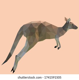 Kangaroo triangle low polygon vector. Good use for icon, sticker, mascot 