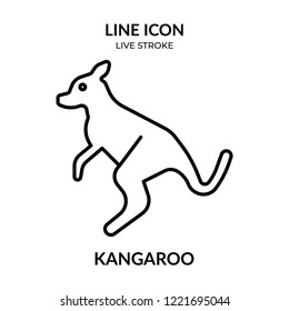 Kangaroo vector, animal line icon with live stroke,  Flat design