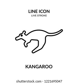 Kangaroo vector, animal line icon with live stroke,  Flat design