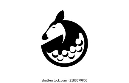 kangaroo vector with golf ball logo sport design symbol concept