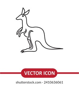Kangaroo vector icon. Animal sign, flat vector liner flat illustration on white background..eps