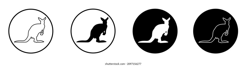 Kangaroo vector icon set isolated on white background. Collection of kangaroo silhouette flat illustrations.